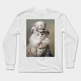 Long Haired Cat in Top Hat Long Sleeve T-Shirt